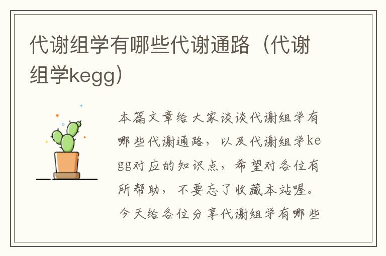 代谢组学有哪些代谢通路（代谢组学kegg）