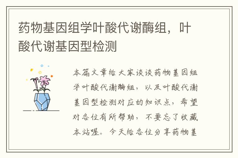 药物基因组学叶酸代谢酶组，叶酸代谢基因型检测