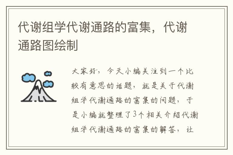 代谢组学代谢通路的富集，代谢通路图绘制