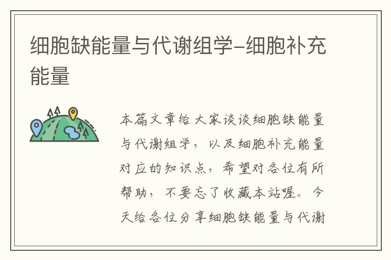 细胞缺能量与代谢组学-细胞补充能量