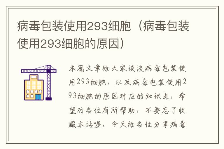 病毒包装使用293细胞（病毒包装使用293细胞的原因）