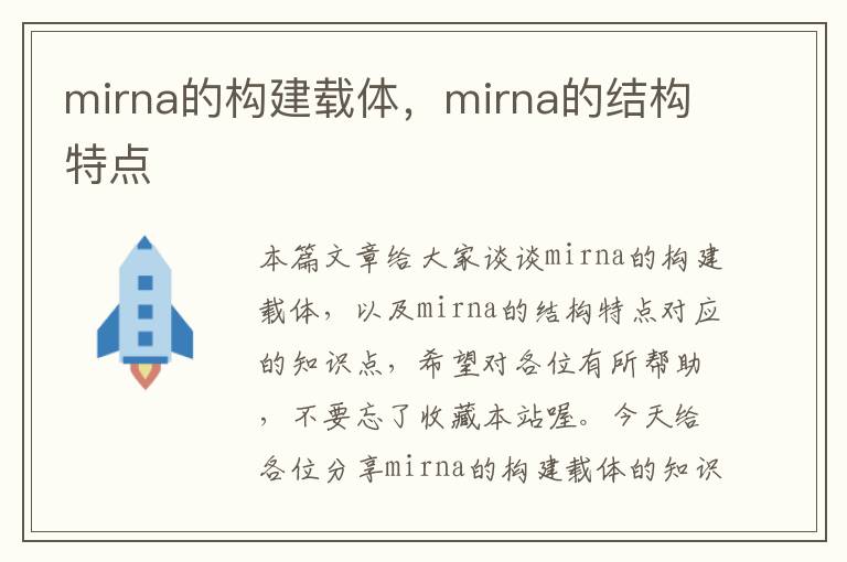 mirna的构建载体，mirna的结构特点