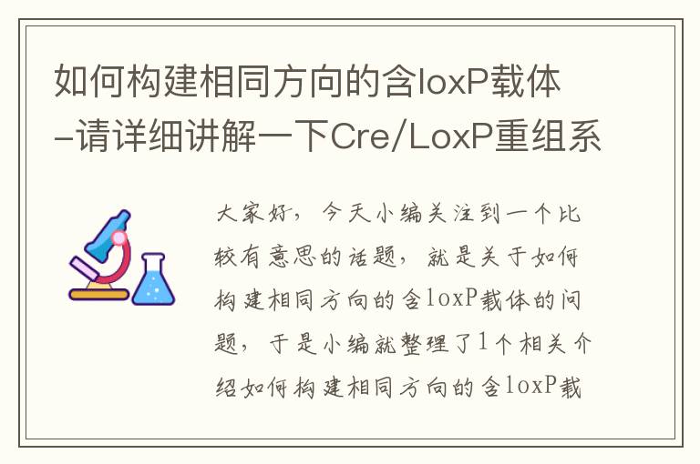 如何构建相同方向的含loxP载体-请详细讲解一下Cre/LoxP重组系统的机理和应用范围!