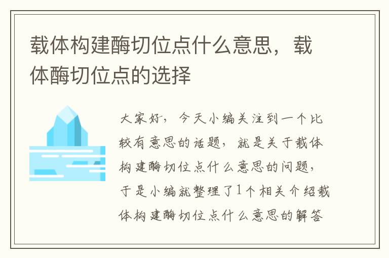 载体构建酶切位点什么意思，载体酶切位点的选择