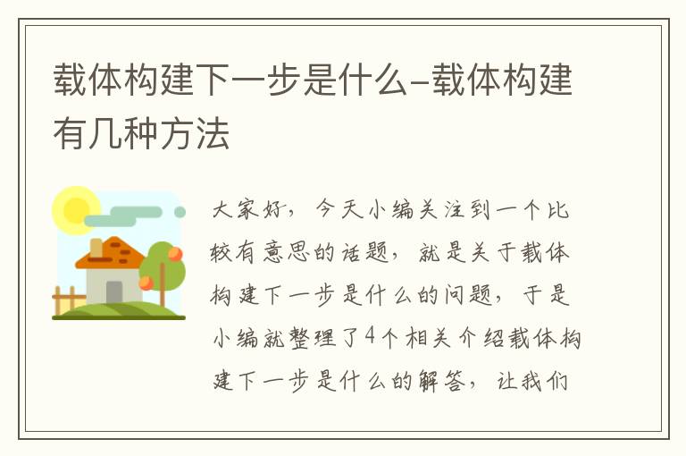 载体构建下一步是什么-载体构建有几种方法