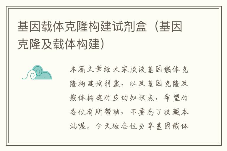 基因载体克隆构建试剂盒（基因克隆及载体构建）