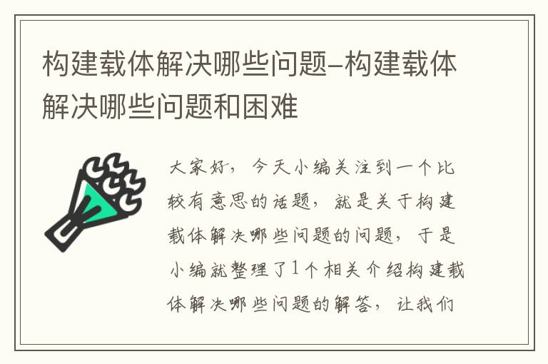 构建载体解决哪些问题-构建载体解决哪些问题和困难