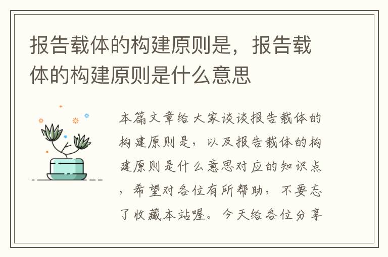 报告载体的构建原则是，报告载体的构建原则是什么意思