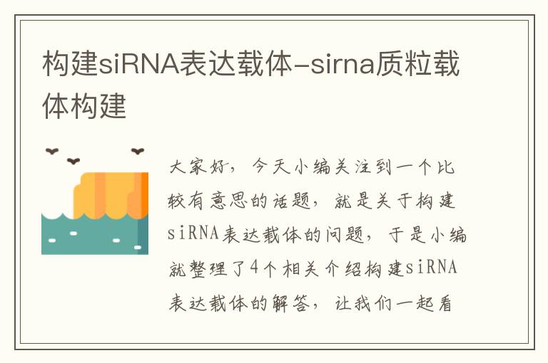 构建siRNA表达载体-sirna质粒载体构建