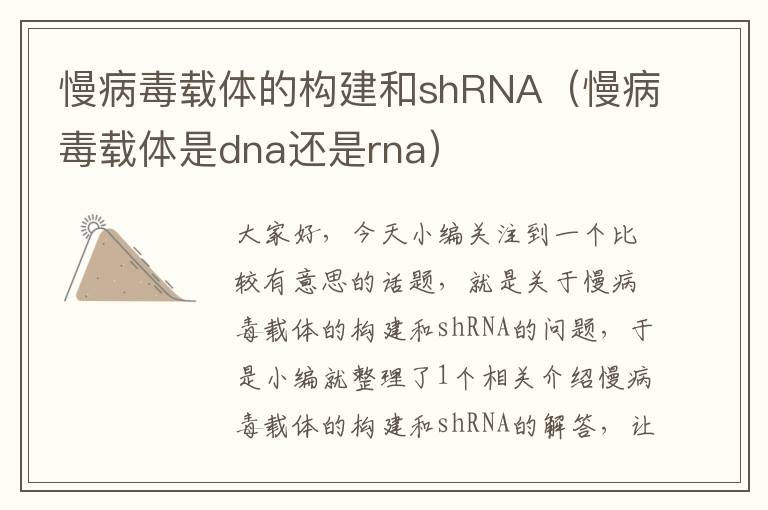 慢病毒载体的构建和shRNA（慢病毒载体是dna还是rna）