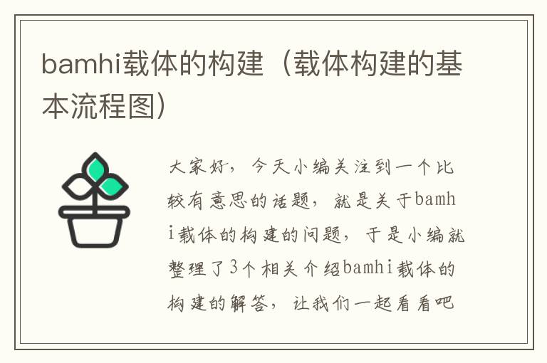 bamhi载体的构建（载体构建的基本流程图）