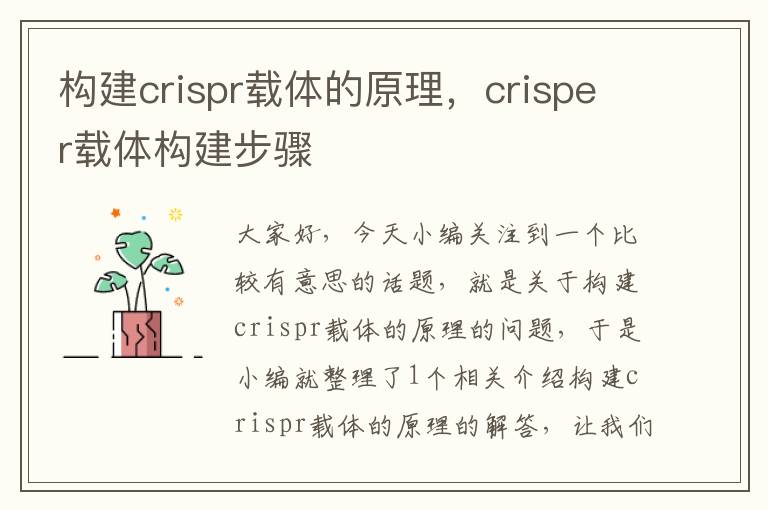 构建crispr载体的原理，crisper载体构建步骤