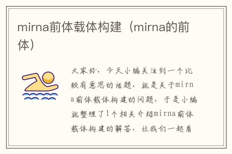 mirna前体载体构建（mirna的前体）