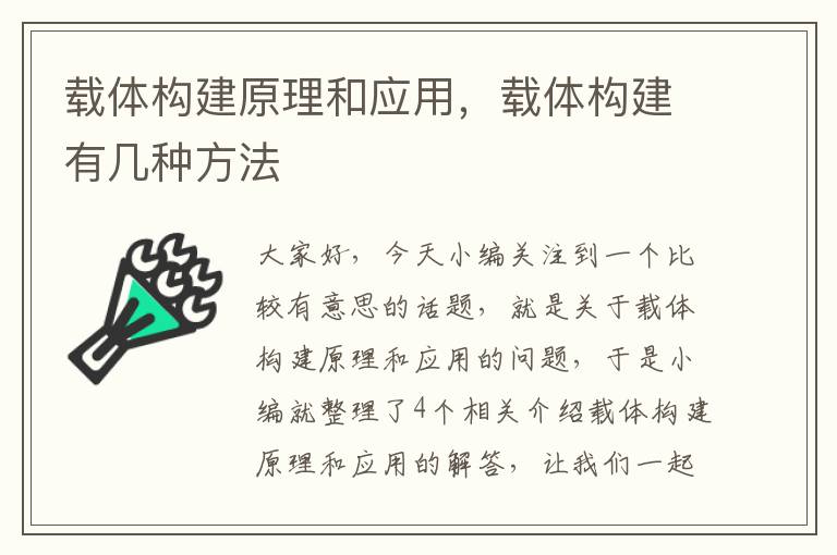 载体构建原理和应用，载体构建有几种方法