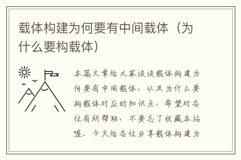 载体构建为何要有中间载体（为什么要构载体）