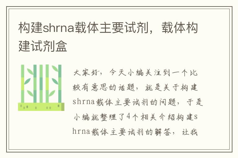 构建shrna载体主要试剂，载体构建试剂盒