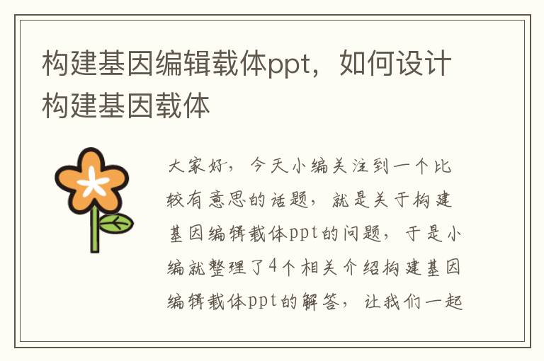 构建基因编辑载体ppt，如何设计构建基因载体