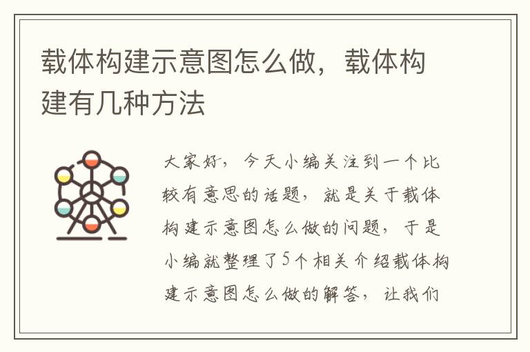 载体构建示意图怎么做，载体构建有几种方法