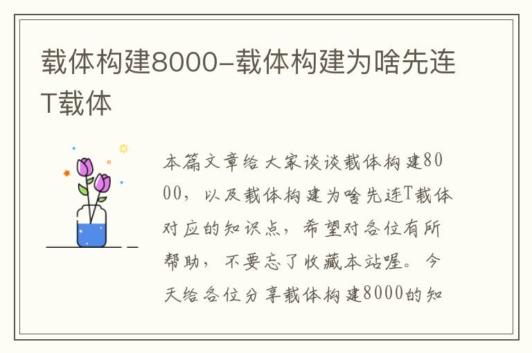 载体构建8000-载体构建为啥先连T载体