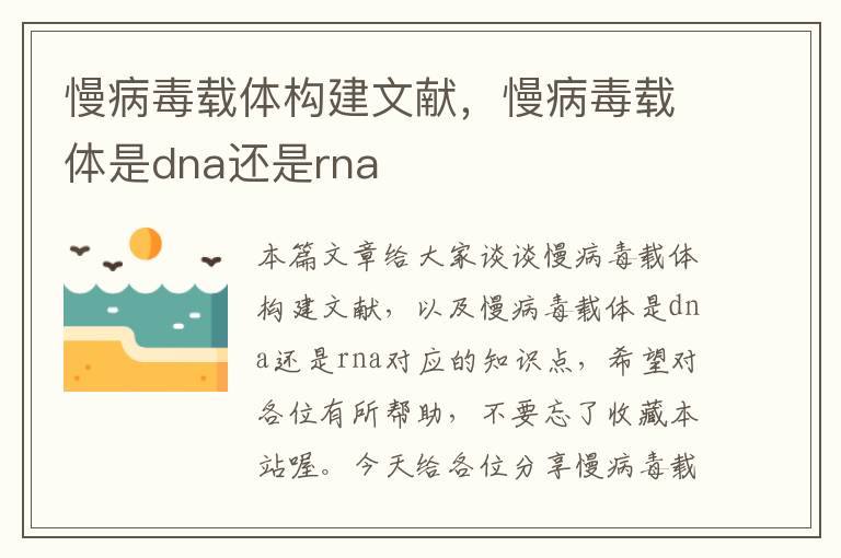 慢病毒载体构建文献，慢病毒载体是dna还是rna