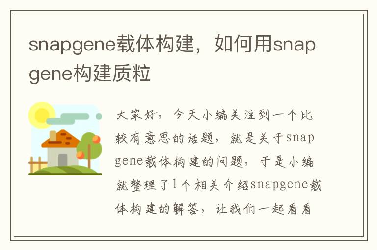 snapgene载体构建，如何用snapgene构建质粒