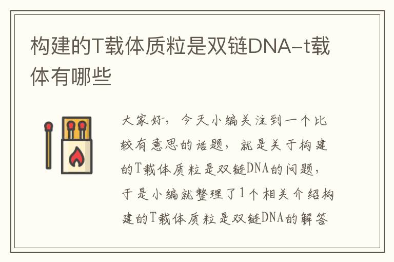 构建的T载体质粒是双链DNA-t载体有哪些