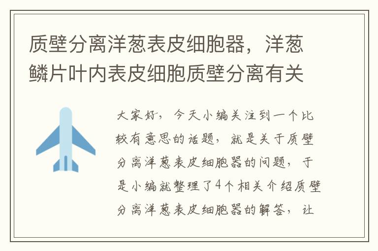 质壁分离洋葱表皮细胞器，洋葱鳞片叶内表皮细胞质壁分离有关的细胞器