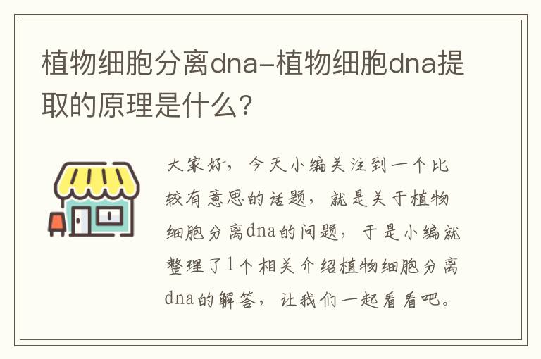 植物细胞分离dna-植物细胞dna提取的原理是什么?