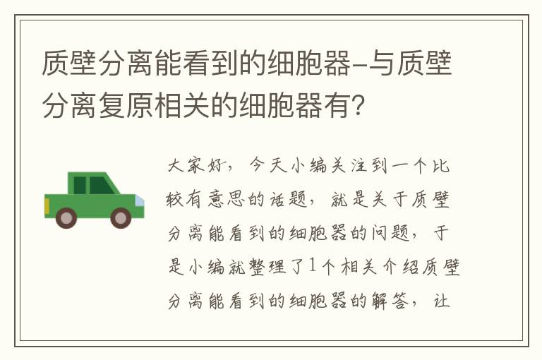 质壁分离能看到的细胞器-与质壁分离复原相关的细胞器有？