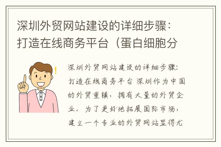 深圳外贸网站建设的详细步骤：打造在线商务平台（蛋白细胞分离的病理意义不包括）