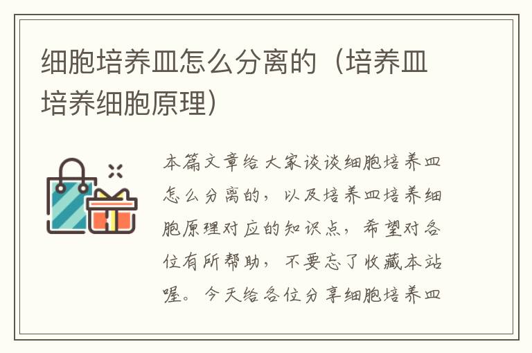 细胞培养皿怎么分离的（培养皿培养细胞原理）