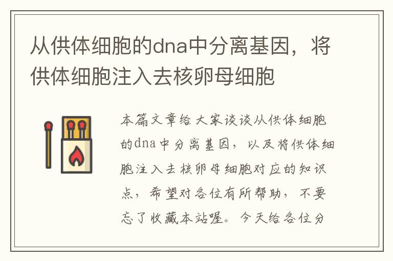 从供体细胞的dna中分离基因，将供体细胞注入去核卵母细胞