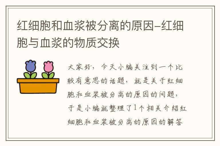 红细胞和血浆被分离的原因-红细胞与血浆的物质交换