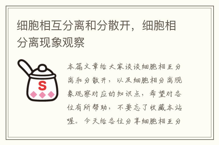 细胞相互分离和分散开，细胞相分离现象观察