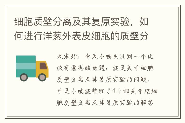 细胞质壁分离及其复原实验，如何进行洋葱外表皮细胞的质壁分离及复原实验