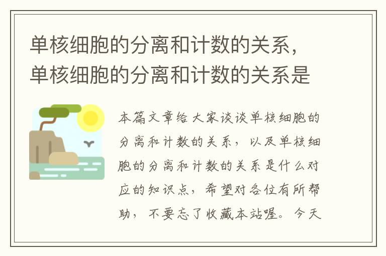 单核细胞的分离和计数的关系，单核细胞的分离和计数的关系是什么