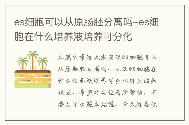 es细胞可以从原肠胚分离吗-es细胞在什么培养液培养可分化