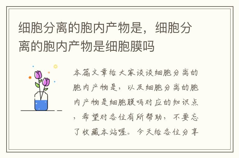 细胞分离的胞内产物是，细胞分离的胞内产物是细胞膜吗