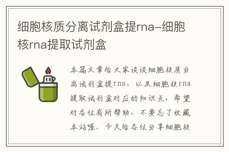 细胞核质分离试剂盒提rna-细胞核rna提取试剂盒