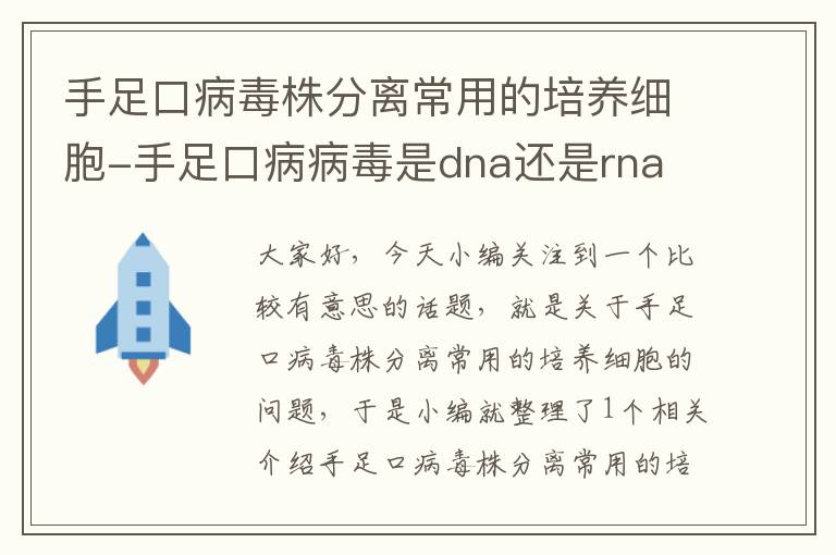 手足口病毒株分离常用的培养细胞-手足口病病毒是dna还是rna