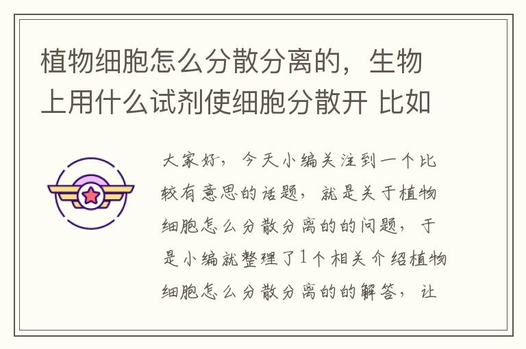 植物细胞怎么分散分离的，生物上用什么试剂使细胞分散开 比如盐酸和蛋白酶分别是用来分散什么的...