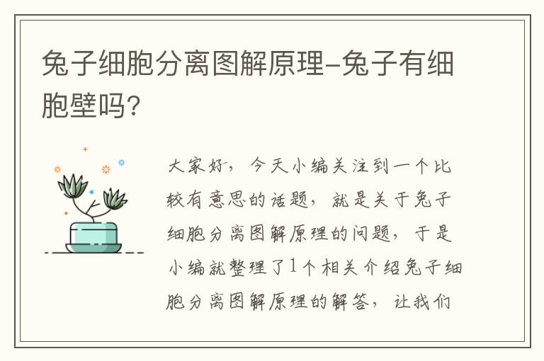 兔子细胞分离图解原理-兔子有细胞壁吗?