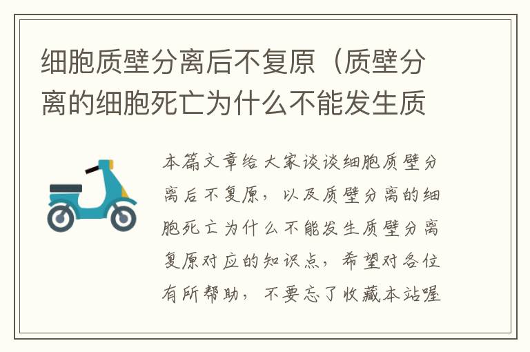 细胞质壁分离后不复原（质壁分离的细胞死亡为什么不能发生质壁分离复原）