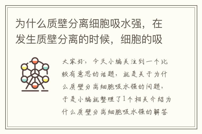 为什么质壁分离细胞吸水强，在发生质壁分离的时候，细胞的吸水能力逐渐加强？