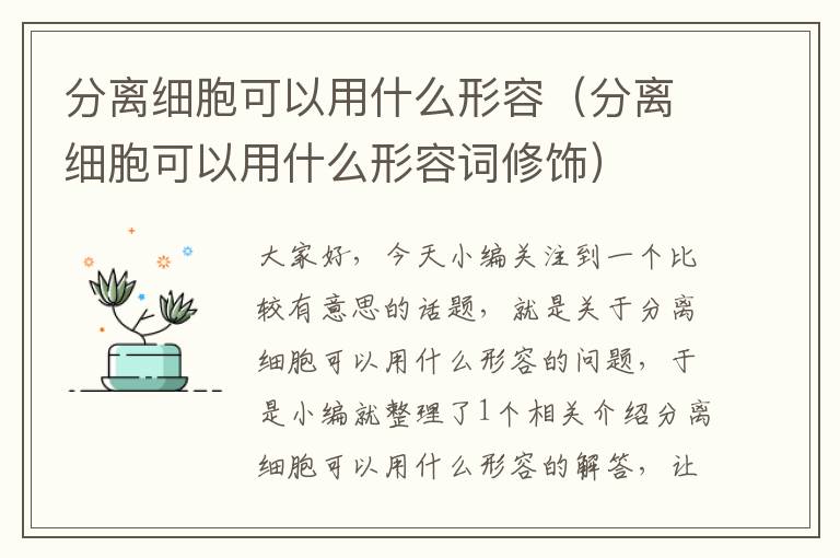 分离细胞可以用什么形容（分离细胞可以用什么形容词修饰）