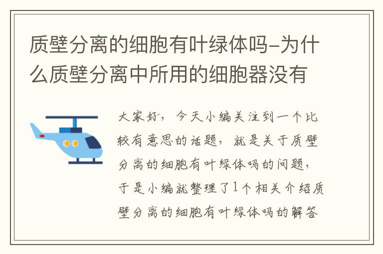 质壁分离的细胞有叶绿体吗-为什么质壁分离中所用的细胞器没有叶绿体、