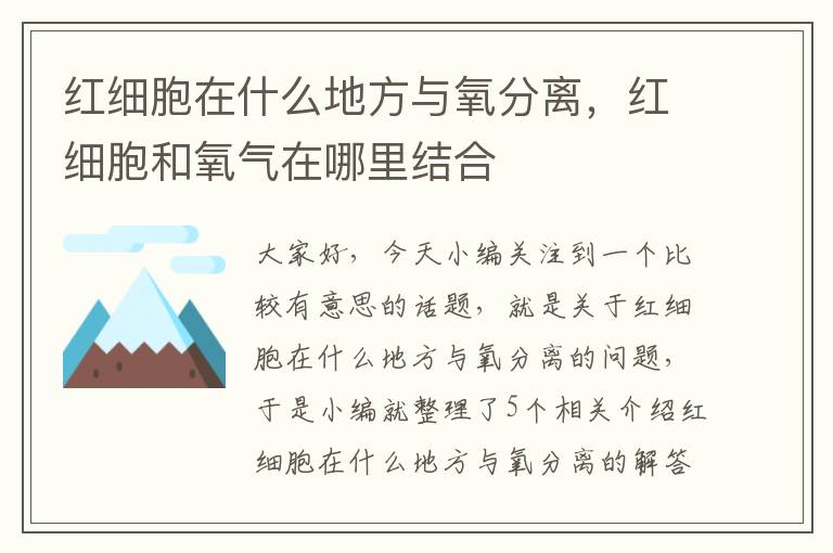 红细胞在什么地方与氧分离，红细胞和氧气在哪里结合