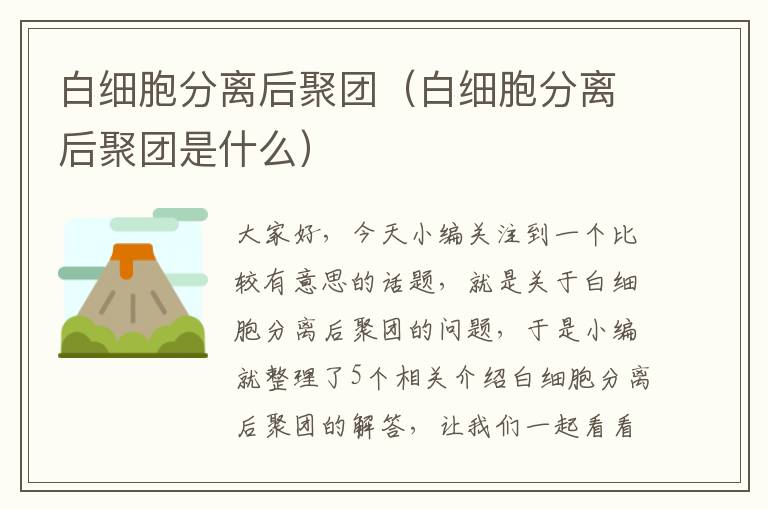 白细胞分离后聚团（白细胞分离后聚团是什么）