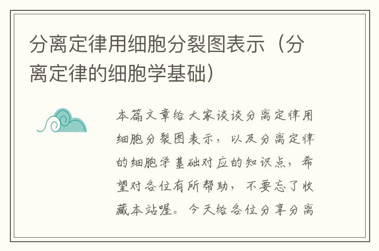 分离定律用细胞分裂图表示（分离定律的细胞学基础）