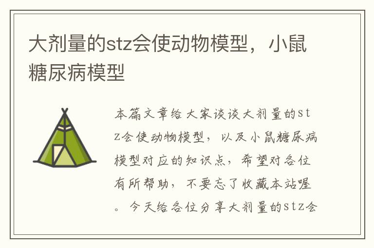 大剂量的stz会使动物模型，小鼠糖尿病模型